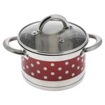 Oala Inox cu capac, Model buline, Bohmann BH7626-26, 7.3L, Capac yena, Diametru 26x14.5cm, Rosie, Bohmann