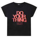 Tricou de bumbac cu imprimeu text, DKNY