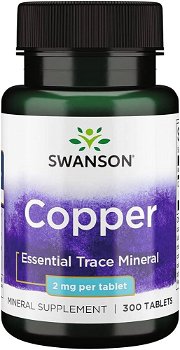Chelated Copper, Cupru Chelat, 2 mg, 300 tablete, Swanson, SWANSON
