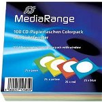 Plicuri colorate pentru CD MediaRange, 100 bucăți, 4 culori (BOX67), MediaRange