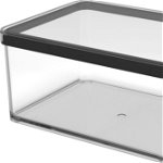 Cutie depozitare plastic rectangulara transparenta cu capac negru Rotho Loft 2.25 L, Rotho