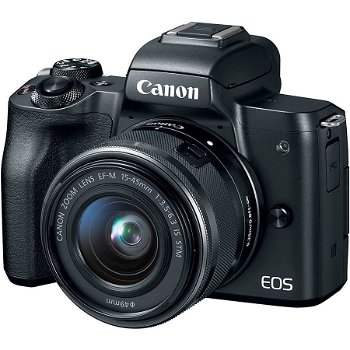 Aparat foto mirrorless EOS M50, 24.1 MP, 4K, Wi-Fi, Negru + Obiectiv EF-M 15- 45mm f/3.5-6.3 IS STM