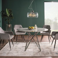 Masa BRUNO, alb cu efect de marmura/nuc, 120x120x76 cm