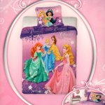 Lenjerie de pat licenta Disney Princess marime 160×200 cm 70x80 cm