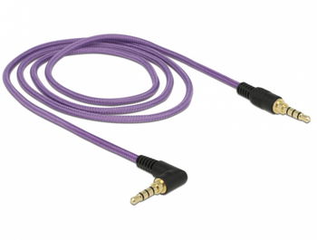 Cablu stereo jack 3.5mm 4 pini unghi Mov (pentru smartphone cu husa) T-T 1m, Delock 85611, Delock