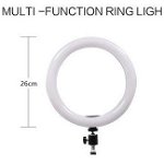 Lampa Led Ring 26cm Bluetooth Cu Trepied 1.6m Negru/Alb, Swissten
