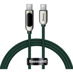 Cablu Date si Incarcare Baseus, Display CATSK-B06, USB Type-C la USB Type-C Fast Charging, 1m, 100W, Verde