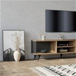 Comodă TV cu aspect de lemn de stejar 160x48 cm Carno – Unique Furniture, Unique Furniture