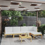 vidaXL Set mobilier grădină cu perne, 6 piese, crem lemn masiv acacia, vidaXL