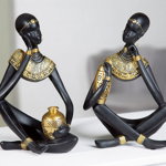 Set 2 figurine din Polirasina Negru/Auriu H26xL18cm Amari