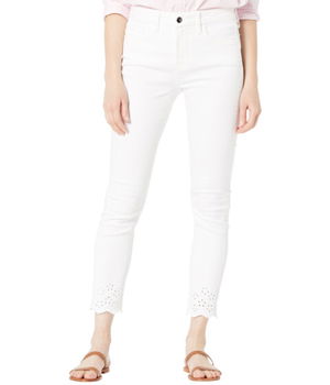 Imbracaminte Femei JEN7 Ankle Skinny Jeans w Eyelet Hem White, JEN7