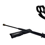 Set baston telescopic flexibil negru maner tip tonfa 47 cm + box negru 0.5 cm grosime, IdeallStore
