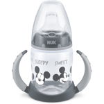 NUK First Choice Mickey Mouse cană pentru antrenament cu mânere 6m+ Grey 150 ml, NUK