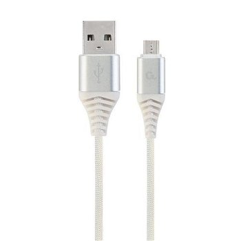Cablu micro-USB, Gembird, 2m, argintiu/alb CC-USB2B-AMMBM-2M-BW2, Gembird