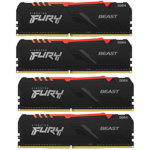 Memorie RAM Kingston FURY Beast RGB, KF436C17BBAK4/32, 32GB, DDR4, 3600MHz CL17, Quad Channel Kit, Kingston Fury