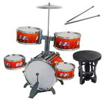 Set 5 tobe jazz pentru copii tobe muzicale pentru copii 5 ani+ include chimbal bete si scaun 57x40x50cm, Albacom