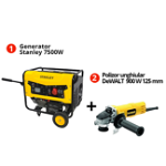 Pachet Generator Trifazat Stanley SG7500B Si Polizor Unghiular DeWalt DWE4157, Stanley