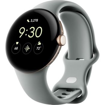 Smartwatch Google Pixel Watch LTE, Procesor Exynos 9110, Display AMOLED 1.2inch, 2GB RAM, 32GB Flash, Bluetooth, Wi-Fi, GPS, NFC, Rezistent la apa, 4G Android (Gri/Argintiu), Google