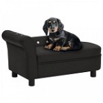 Canapea pentru câini, negru, 83x45x42 cm, piele ecologică