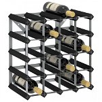 Suport de vinuri, 20 sticle, negru, lemn masiv de pin, Casa Practica