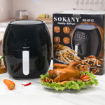 Friteuza cu aer cald Sokany SK-8012, 1800 W, 7.7 litri, termostat reglabil, control digital, neagra