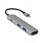 Hub USB Apple iSTYLE Multiport Slim, 2x USB 3.2 gen 1 + 1x HDMI + 1x USB-C (Gri), Apple