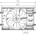 Ventilator radiator (cu carcasa) potrivit AUDI A3, Q2, Q3, TT; SEAT ATECA, LEON, LEON SC, LEON ST, TARRACO; SKODA KAROQ, KODIAQ, OCTAVIA III, OCTAVIA IV, SUPERB III 1.0-Electric 04.12-, NRF