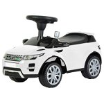 Masinuta Ride-On pentru Copii, Land Rover, cu licenta, spatar de protectie si volan multimedia, Alba, MULTISTORE