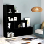 vidaXL Bibliotecă/Separator cameră, negru 155x24x160 cm lemn prelucrat, vidaXL
