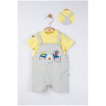Set salopeta cu tricou de vara pentru bebelusi Marathon, Tongs baby (Culoare: Somon, Marime: 6-9 luni)