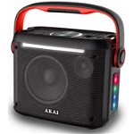 Boxa portabila Akai ABTS-K5, 30W, Bluetooth, AM/FM Radio, Lumini LED, Negru