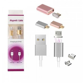 Cablu magnetic USB la alegere Tip C, Micro USB, Lightning (Iphone), pentru incarcare si transfer date
