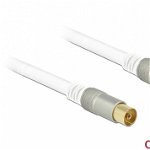 Cablu antena IEC Plug la IEC Jack RG-6/U 1m Premium Alb, Delock 89411, Delock