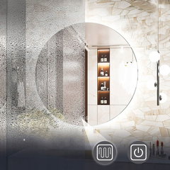 Oglinda rotunda LED HZJ080 Crom 80cm, Rea Oglinda rotunda LED HZJ080 Crom 80cm, Rea