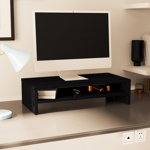 vidaXL Stand pentru monitor, negru, 50x24x13 cm, lemn masiv de pin, vidaXL