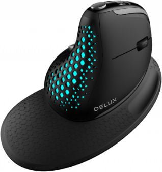 Mouse vertical Delux M618XSD alb iluminare RGB