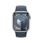 Apple Watch 9, GPS, Cellular, Carcasa Silver Aluminium 45mm, Storm Blue Sport Band - M/L, Apple