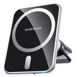 Incarcator Auto Wireless Borofone, BH43 Xperience, compatibil cu Magsafe, Quick Charge, Air Vent, 15W, Negru Argintiu