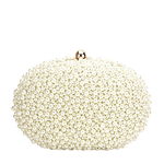 Geanta clutch crem cu margele Rebeca