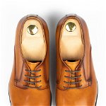 Pantofi barbati piele cognac cu striatii, GAMA