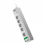 Prelungitor PM5U-FR 5 prize + 2x USB 1.8m Alb, APC