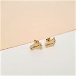 Cercei personalizati - Talpi bebe - Argint 925 placat cu Aur Galben 18K - Inchidere surub, Chic Bijoux