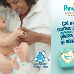 Scutece Premium Care Nou Nascut, mărimea 1, 2-5kg, 50 buc  Pampers