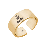 Paw Lover - Inel reglabil personalizat labuta si nume din argint 925 placat cu aur galben 24K, BijuBOX