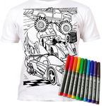 Tricou de colorat cu markere lavabile Masini, 