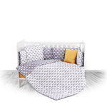 Set lenjerie pat 8 piese, 70x140 cm, bumbac ranforce, Grey Clouds