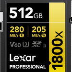 Lexar SDXC Pro 1800x U3 UHS-II R280/W210 (V60) 512GB, LEXAR