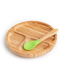 Set farfurie si lingurita din bambus, Verde, Oaki, Oaki