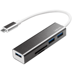 logilink HUB USB LOGILINK UA0305, USB 3.0 x 3, slot card SD/MicroSD, conectare prin USB 3.2 Type C, Negru, logilink
