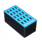 Statie de incarcare 100W Smart cu 20 porturi USB 5V 20A si ventilator albastru, krasscom